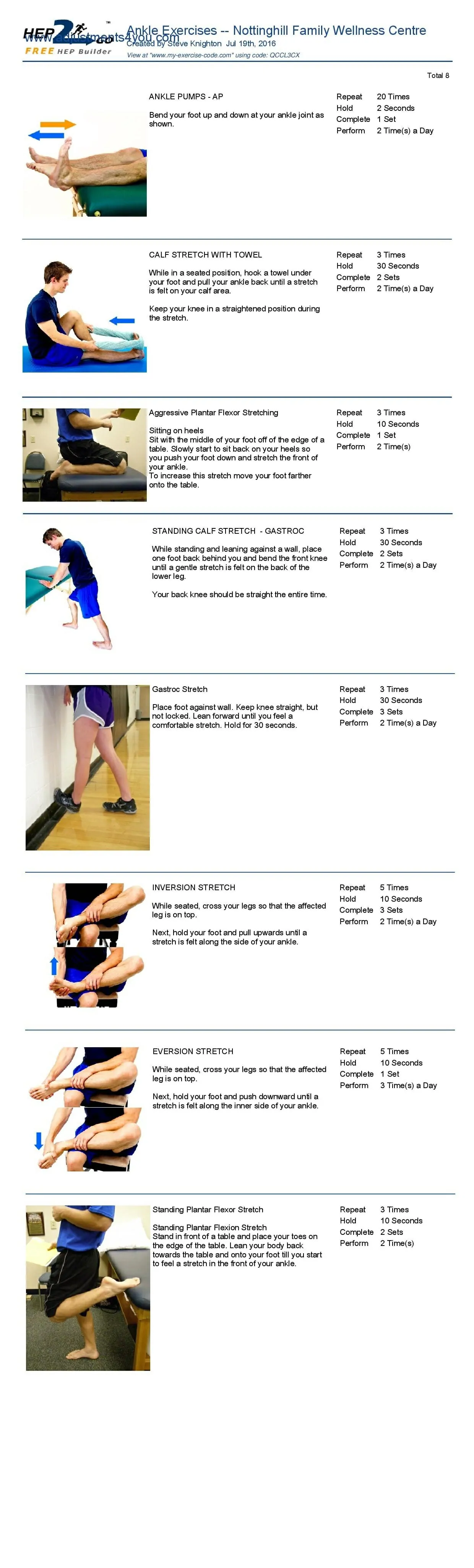 A graphic showing best at home exercises for sinus tarsi